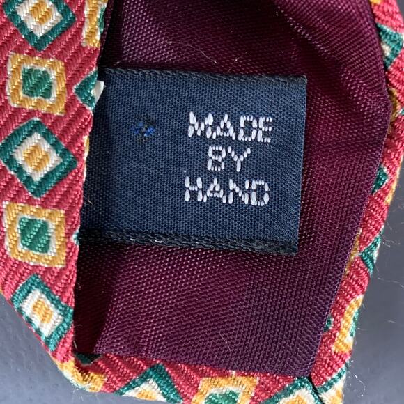 POLO by RALPH LAUREN Red Green Yellow Geometric Silk Tie - Picture 6 of 7